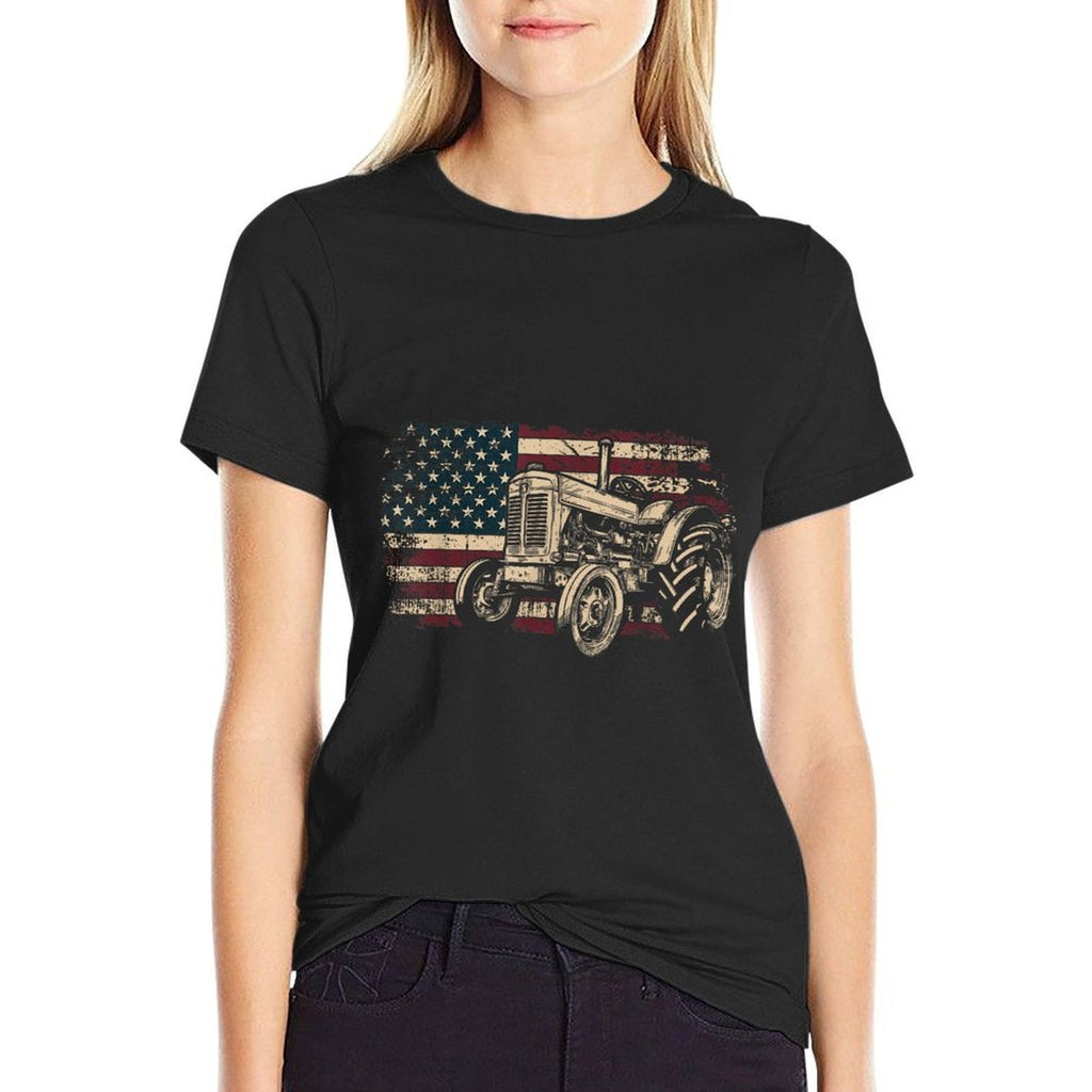 Farm Tractor Proud Farmer Patriotic American Tractor  Quick-drying T-Shirt