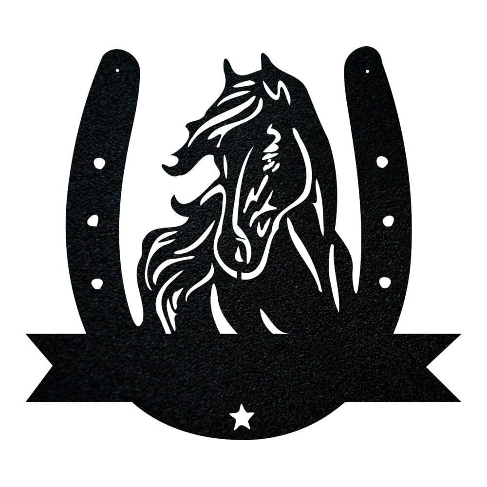 Horse Head & Horseshoe Monogram - Metal Sign